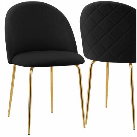 Krzesło Welurowe Fargo Gold Velvet Czarne