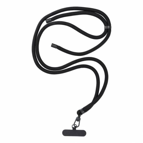 Zawieszka Swing (8Mm) Do Telefonu Z Regulacją Długości / Długość Sznura 165Cm (Max 82,5Cm W Pętli) / Na Ramię Lub Szyję - Czarny