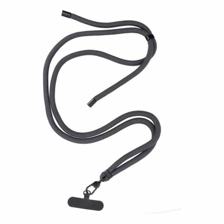 Zawieszka Swing (8Mm) Do Telefonu Z Regulacją Długości / Długość Sznura 165Cm (Max 82,5Cm W Pętli) / Na Ramię Lub Szyję - Szary