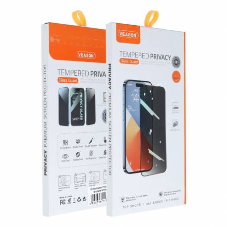 Szkło Hartowane 6D Pro Veason Privacy Glass - Do Iphone 13 Pro Max / 14 Plus Czarny