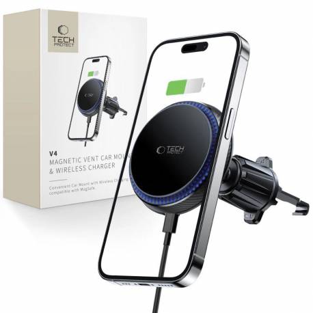 Uchwyt Tech-Protect Mm15W-V4 Samochodowy Na Telefon Z Ładowarką Indukcyjną Magsafe 15W Na Kratkę Nawiewu - Czarna