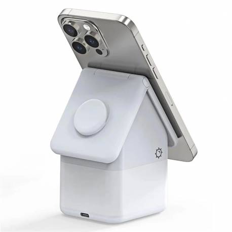 Ładowarka Indukcyjna Duzzona W20 15W 4W1 Do Iphone / Airpods / Apple Watch Z Lampką Nocną - Biała