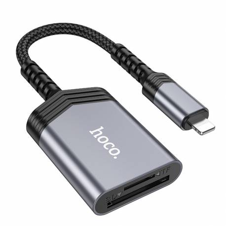 Hoco Czytnik Kart Pamięci 2W1 Do Iphone Lightning 8-Pin Ua25 Szary