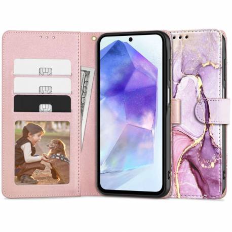 Etui Tech-Protect Wallet Na Samsung Galaxy A55 5G - Różowy Marmur