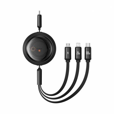 Kabel Baseus Free2Draw Cb000084 Zwijany Usb-C - Lightning / Usb-C / Micro Usb 100W 1.1M - Czarny