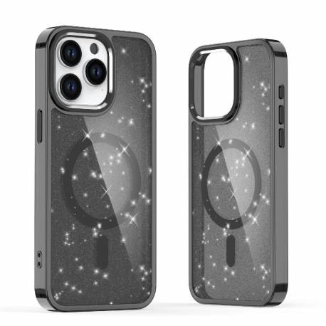 Etui Glitter Case Magsafe Na Iphone 16 Pro Max - Czarne Z Brokatem