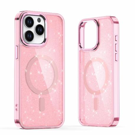 Etui Glitter Case Magsafe Na Iphone 16 Pro - Różowe Z Brokatem