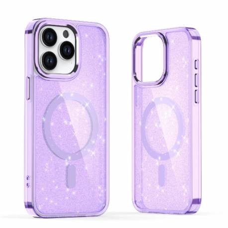 Etui Glitter Case Magsafe Na Iphone 16 - Fioletowe Z Brokatem