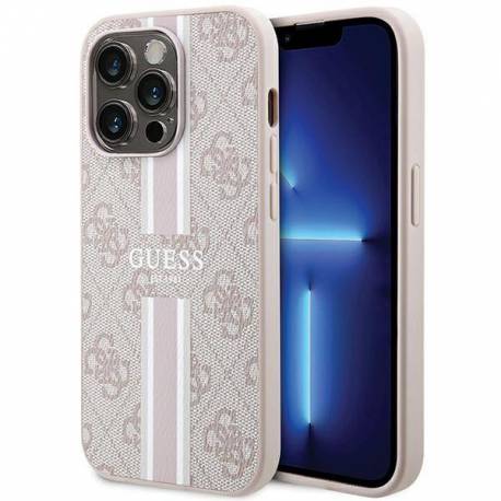 Etui Guess 4G Printed Stripes Magsafe Na Iphone 15 Pro Max - Różowe