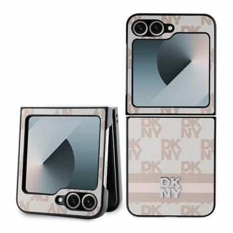 Etui Dkny Chequered Pattern Printed Stripes Na Samsung Galaxy Z Flip 6 - Różowe