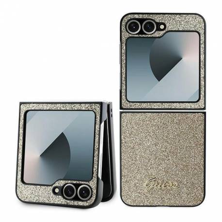 Etui Guess 4G Glitter Script Na Samsung Galaxy Z Flip 6 - Złote