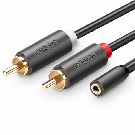 Kabel Ugreen Av102 10588 Audio Mini Jack 3,5Mm (Żeński) - 2Rca (Męski) 1M - Szary