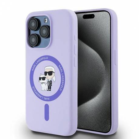 Etui Karl Lagerfeld Silicone Karl&choupette Heads Ring Magsafe Na Iphone 15 Pro - Fioletowe