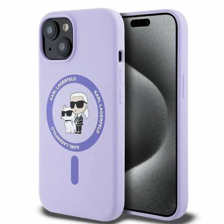 Etui Karl Lagerfeld Silicone Karl&choupette Heads Ring Magsafe Na Iphone 15 - Fioletowe