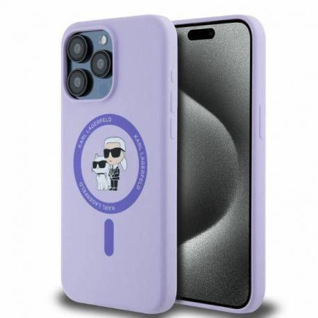 Etui Karl Lagerfeld Silicone Karl&choupette Heads Ring Magsafe Na Iphone 15 Pro Max - Fioletowe