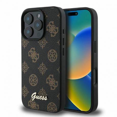 Etui Guess Peony Script Magsafe Na Iphone 16 Pro - Czarne
