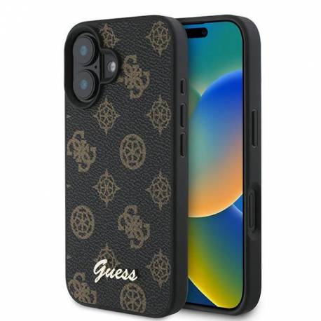 Etui Guess Peony Script Magsafe Na Iphone 16 Plus - Czarne