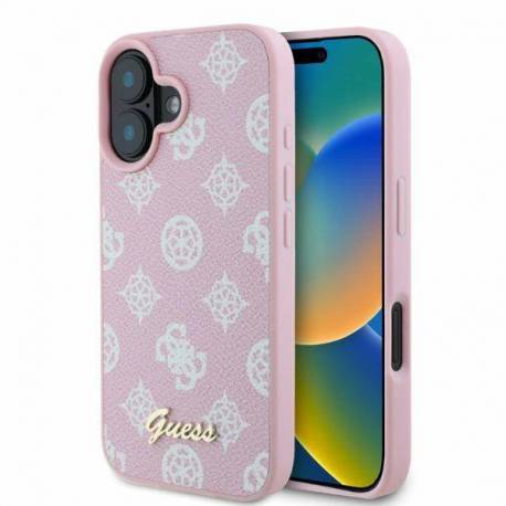 Etui Guess Peony Script Magsafe Na Iphone 16 - Różowe