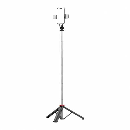 Selfie Stick Wc13Yds Teleskopowy Tripod 1.3M Z Podwójną Lampą I Uchwytem Na Telefon - Czarny