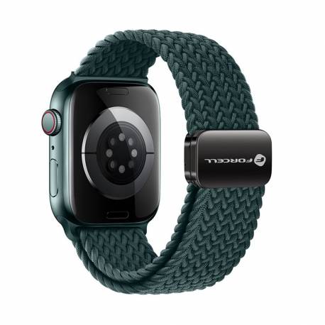 Forcell F-Design Fa02 Pasek Magnetyczny Nylonowy Do Apple Watch 42 / 44 / 45 / 49 Mm Ciemny Zielony