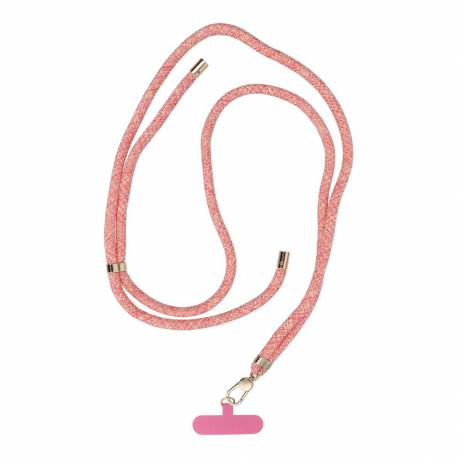 Zawieszka Swing (8Mm) Do Telefonu Z Regulacją Długości / Długość Sznura 165Cm (Max 82,5Cm W Pętli) / Na Ramię Lub Szyję - Różowo
