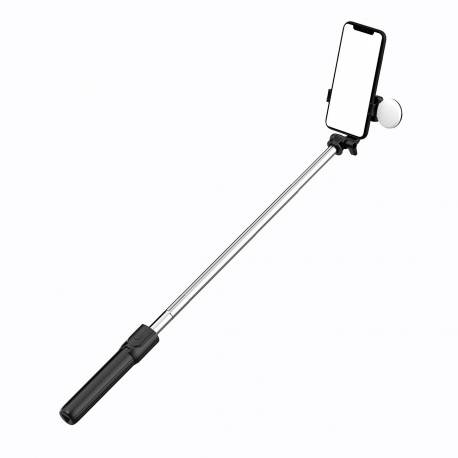 Selfie Stick Wr1Yxs Teleskopowy Tripod 0.71M Z Okrągłą Lampą - Czarny