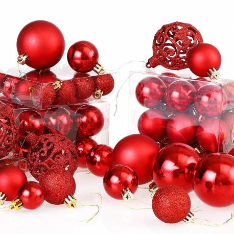 Zestaw Bombek Choinkowych Regalo Czerwony 100 Sztuk
