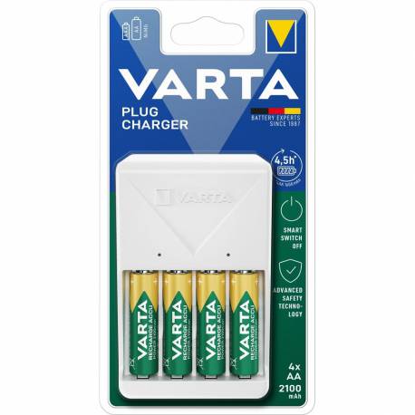 Varta Ładowarka Plug Charger 57657 + 4 X Bateria Akumulatorowa R6 (Aa) 2100 Mah