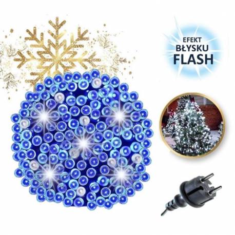 Światełka Lampki Choinkowe Led 500 Niebieskie, Flash Biały Lamp31N