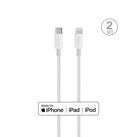 Kabel Puro Plain Do Apple Z Mfi Usb-C - Lightning 2.0 2.4A 2M - Biały