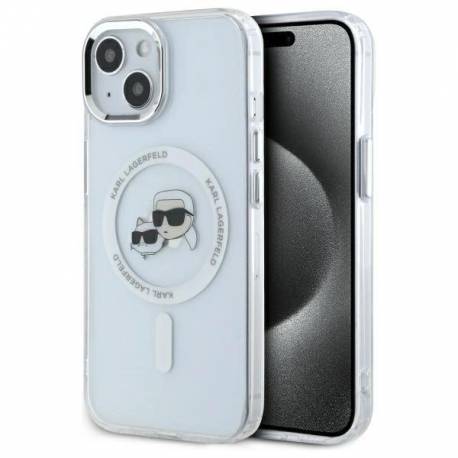 Etui Karl Lagerfeld Iml Metal Karl&choupette Head Magsafe Na Iphone 15 - Białe