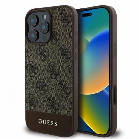 Etui Guess 4G Bottom Stripe Na Iphone 16 Pro Max - Brązowe
