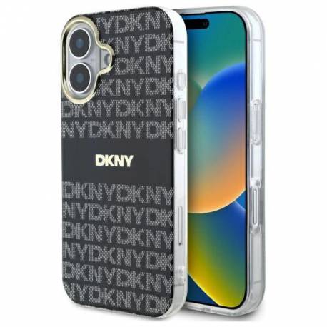 Etui Dkny Repeat Texture Pattern With Stripe Na Iphone 16 - Czarne