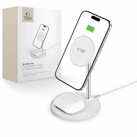 Stacja Ładująca Tech-Protect Qi15W-A39 2W1 Magsafe - Czarna