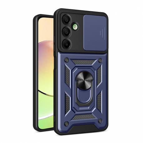Etui Pancerne Hybrid Armor Camshield Z Osłoną Aparatu I Metalowym Ringiem Do Samsung Galaxy A16 / A16 5G - Niebieskie