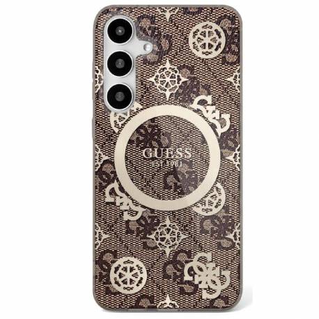 Etui Guess 4G Background Gold Electroplated Peony Pattern Magsafe Do Samsung Galaxy S25 Ultra Brązowy