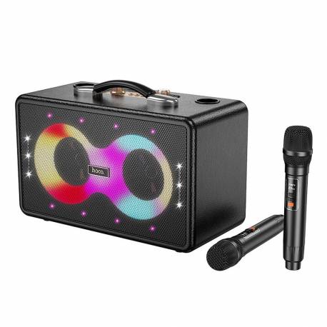 Hoco Zestaw Karaoke Bezprzewodowy Głośnik + 2 X Bezprzewodowy Mikrofon Led 40W Ha8 Czarny
