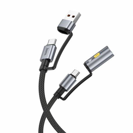 Hoco Kabel All-In-One Usb A / Typ C Do Typ C / Zapalniczka Samochodowa 3A 60W U138 1,2 M Czarny