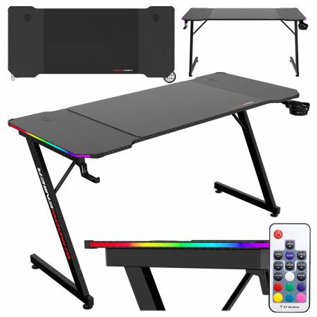 Biurko Gamingowe Shadow Gamer 2.0 140 Cm Led Rgb Podkładka