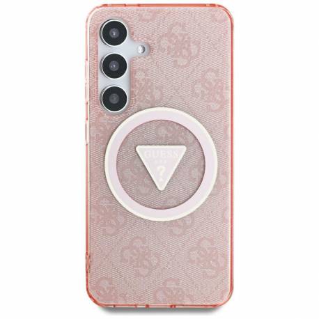 Guess Futerał Do Samsung S25 Ultra Guhms25Lhg4Prtgp (Magnetic Iml Metal Glitter 4G Circle Triangle) Różowy