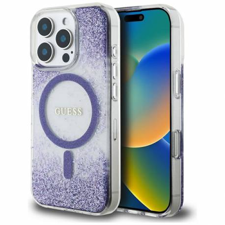 Guess Futerał Do Iphone 16 Pro Kompatybilny Z Magsafe Guhmp16Lrgrgeu (Resin Bottom Glitter) Fioletowy