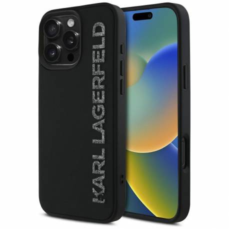 Karl Lagerfeld Futerał Do Iphone 16 Pro Max Klhcp16Xrbkgvck (3D Rubber Elongated Glitter) Czarny