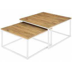 Zestaw 2 Stolików Loftowych Velen Biały Craft 2W1