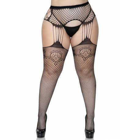 Net Garterbelt Stockings + Black