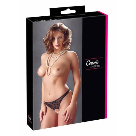 Lace String Pearls Black M