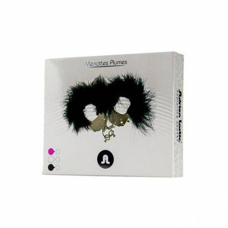 Kajdanki-Śmieszna Zabawka-Kadanki - Metallic Handcuffs,feather Cov.. Black