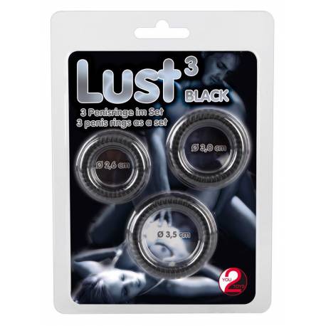 Lust 3 Cock Rings Black