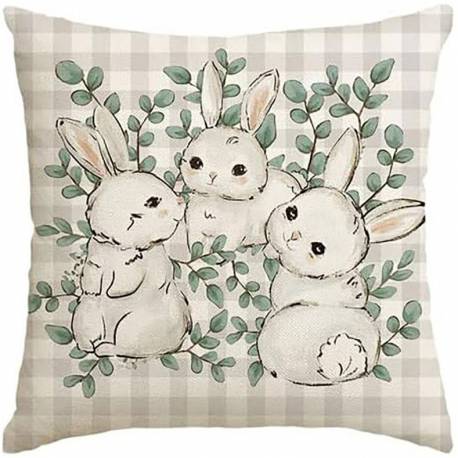 Lniana Poszewka Na Poduszkę 45 X 45 Cm Motyw Wiosenny Króliczki Pod226