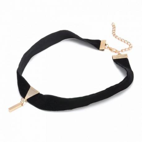 Naszyjnik Czarno-Złoty Choker Tasiemka N471