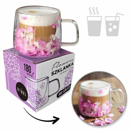 Szklanka Termiczna Z Hortensją W Środku Fiolet 180 Ml 1Szt Szk172